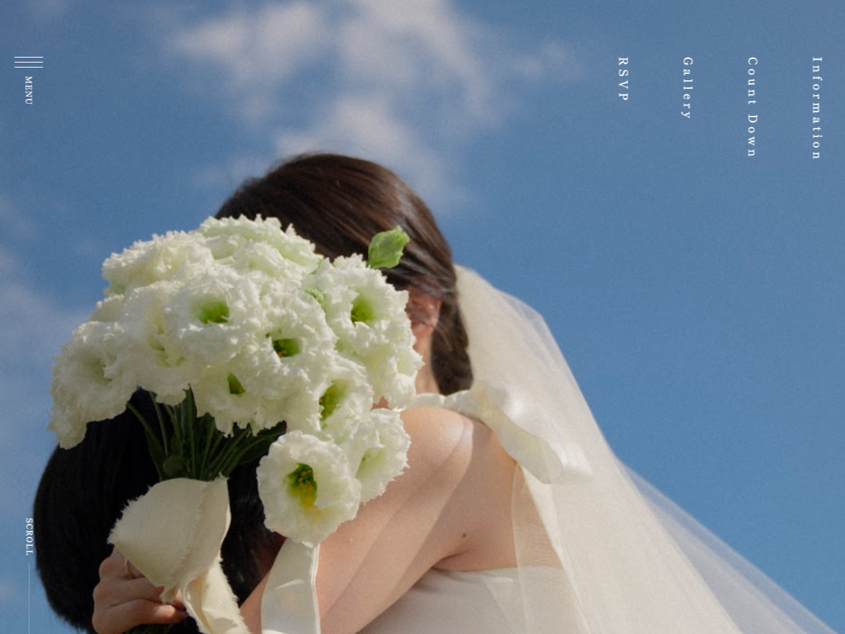 個人様よりご依頼を受け、オリジナルの結婚式用WEB招待状を作成しました。詳細は以下。